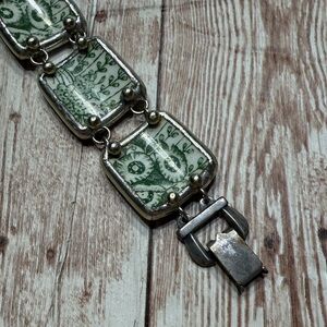 Ming Dynasty Jewelry Elegant Porcelain Bracelet Set in Silver